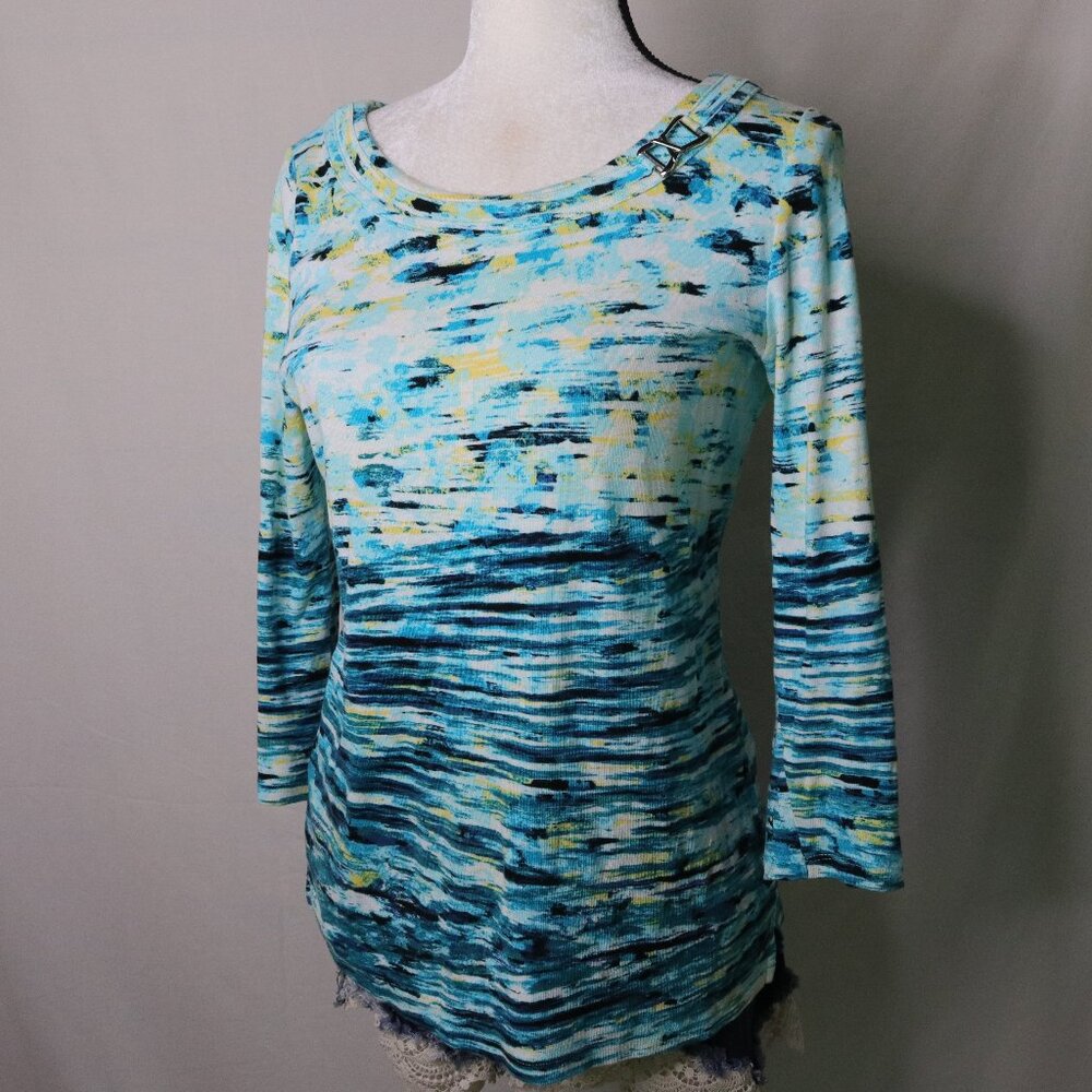 Rafaella | Printed 3/4 Sleeve Top Small